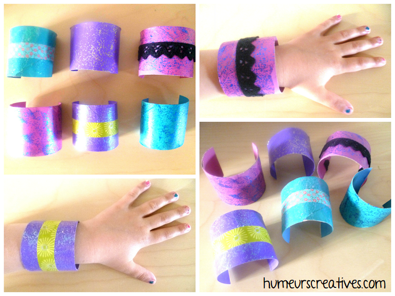 fabriquer des bracelets avec des rouleaux de papier toilette