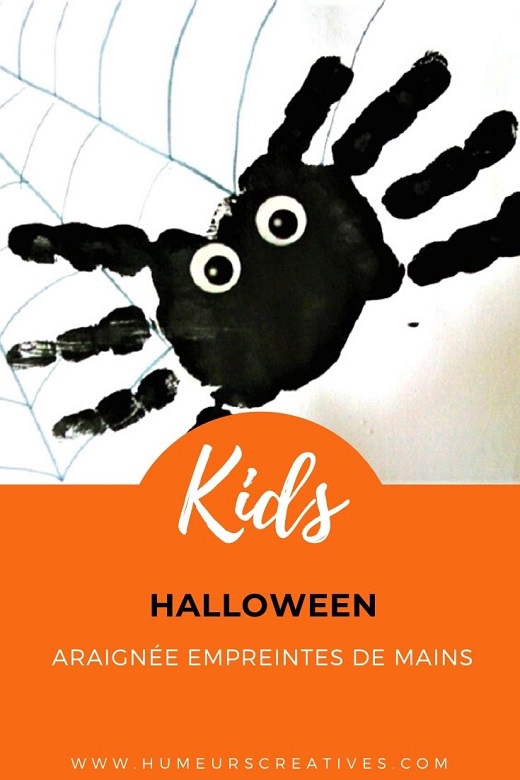 Bricolage d'Halloween : araignées en empreintes de mains