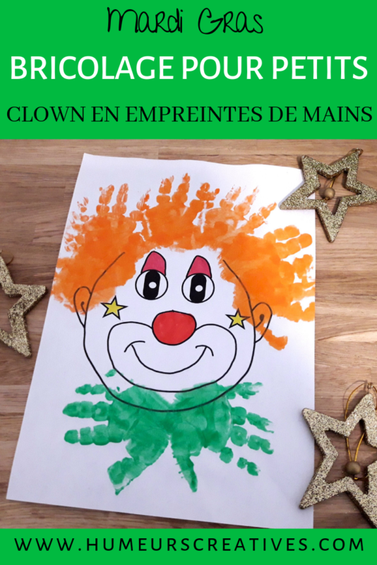 présentation bricolage pour enfants clown en empreintes de mains