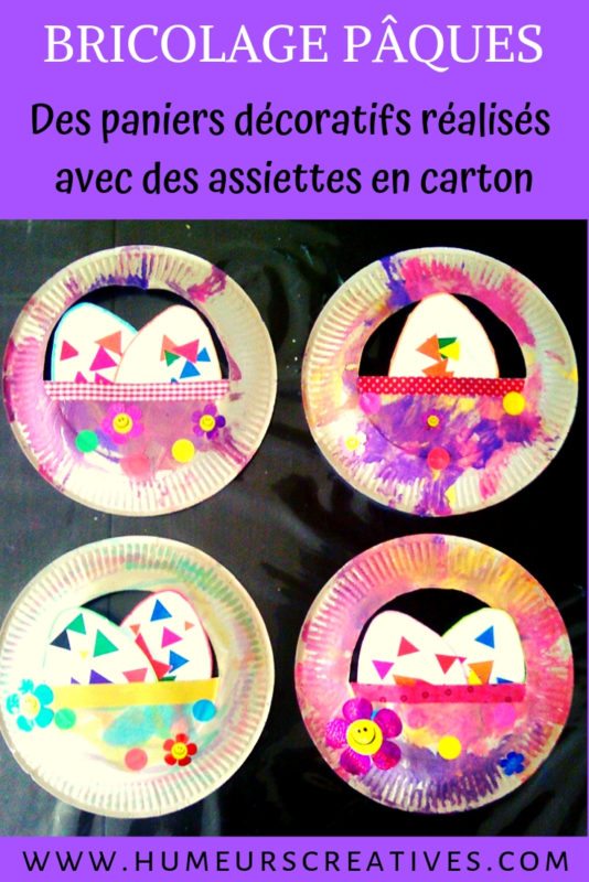 bricolage panier de paques décoratif avec une assiette en carton