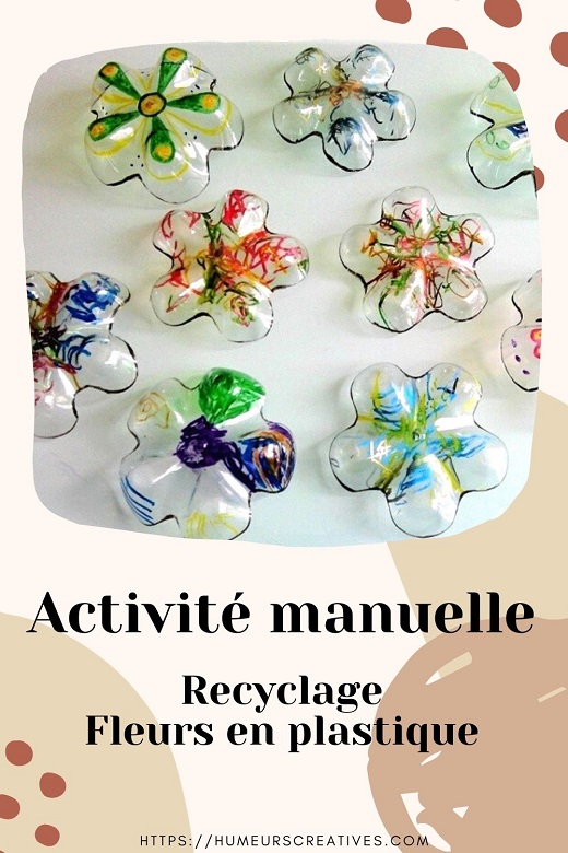 DIY recyclage  : des fleurs en plastique réalisées par les enfants