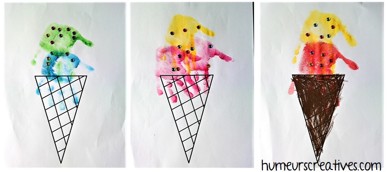 glaces avec empreintes de mains des enfants