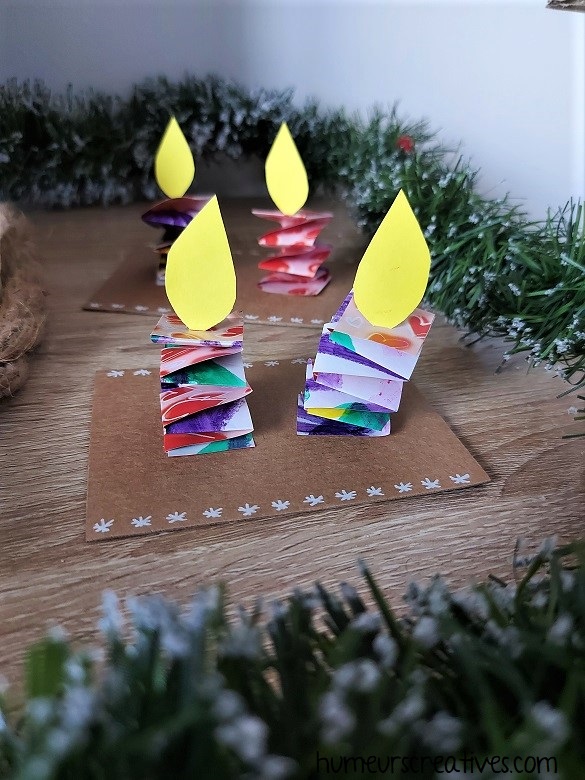 bougies en papier pour décorer la table de noel