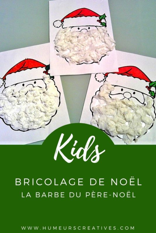 Bricolage de Noël pour enfant : collage de papier pour réaliser la barbe du Père Noël