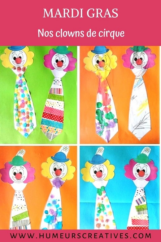 Bricolage mardi gras pour enfants : décorer des cravates clown