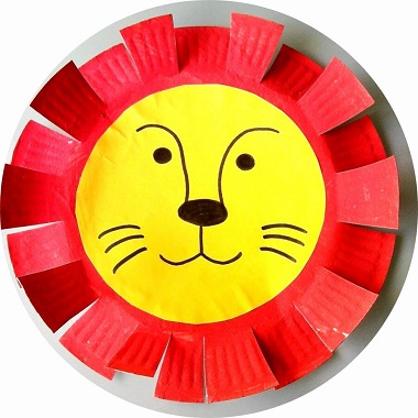 bricolage mardi gras : lion de cirque à fabriquer avec une assiette en carton