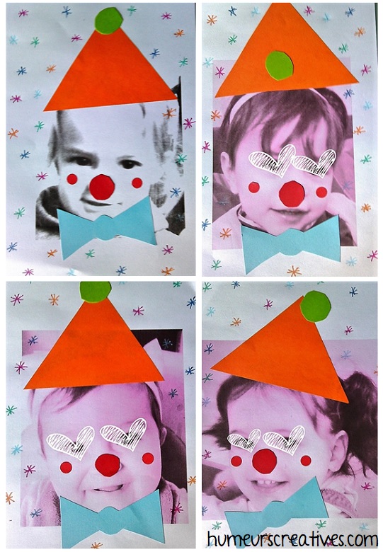 enfants déguisés en clown : activité manuelle