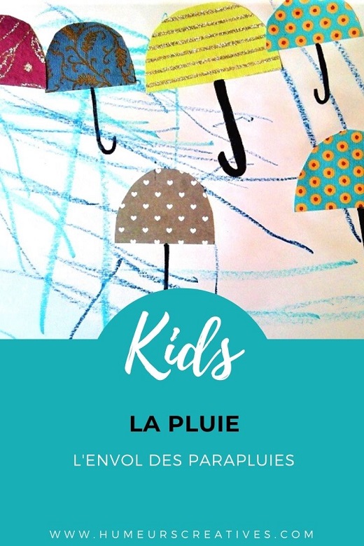 Bricolage pour enfants autour de la pluie : dessin et collage de parapluies