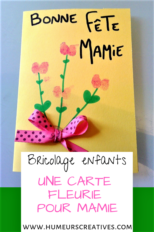 Fabriquer une carte avec des fleurs en empreintes de doigts pour Mamie