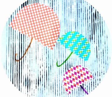 Art visuel pour enfants : parapluies sous la pluie