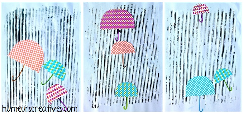 Parapluies sous la pluie, bricolage pour enfants