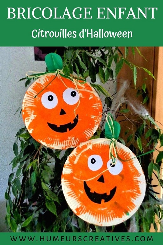 Bricolage d'Halloween : citrouille réalisée avec une assiette en carton à faire avec les enfants