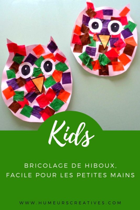 Bricolage pour enfant : des chouettes en papier (collage)