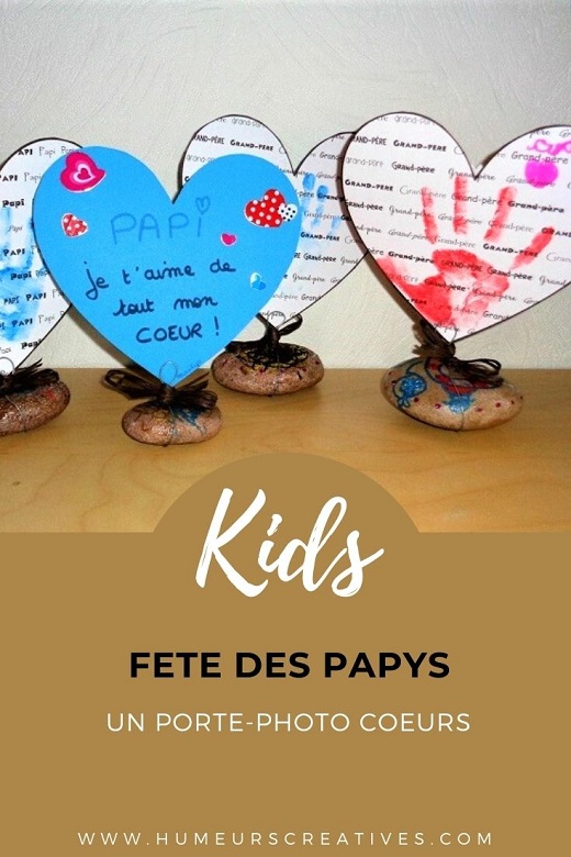 Bricolage pour enfants : un porte-photo coeurs pour la fete des papys