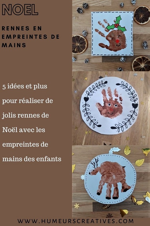 5 idées et plus pour réaliser des rennes avec les empreintes de mains des enfants