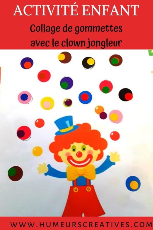 Gommettes clown pour enfants à imprimer