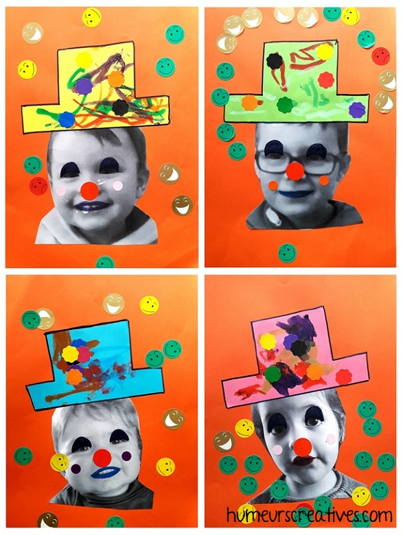 enfants déguisés en clowns