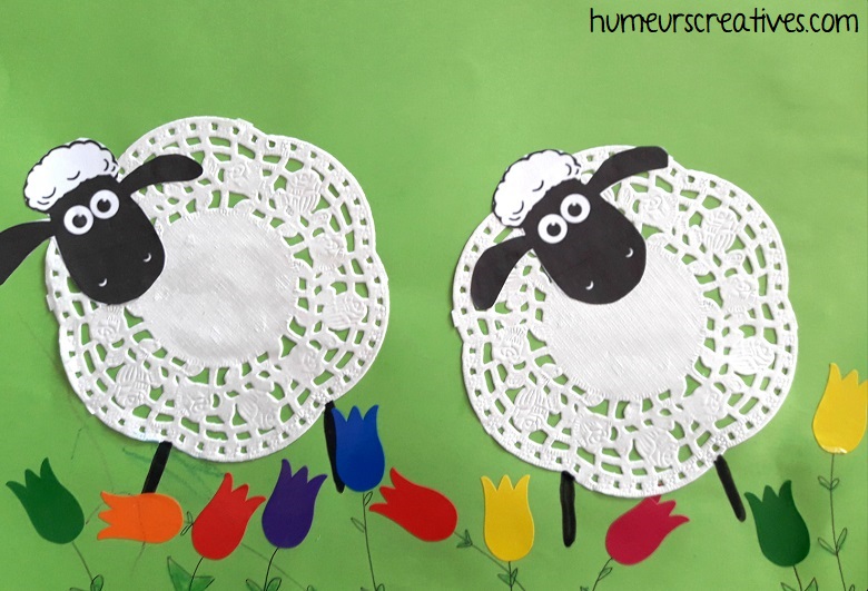 moutons avec napperons en papier 2