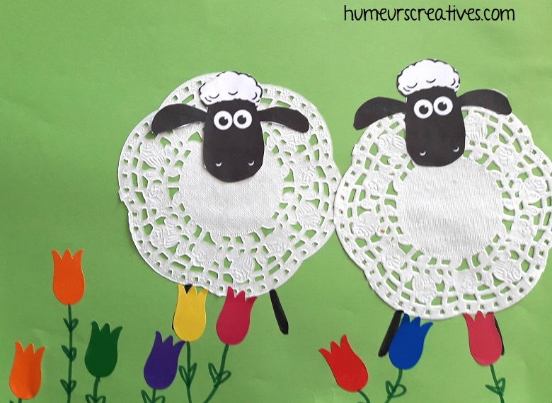 moutons avec napperons en papier 1