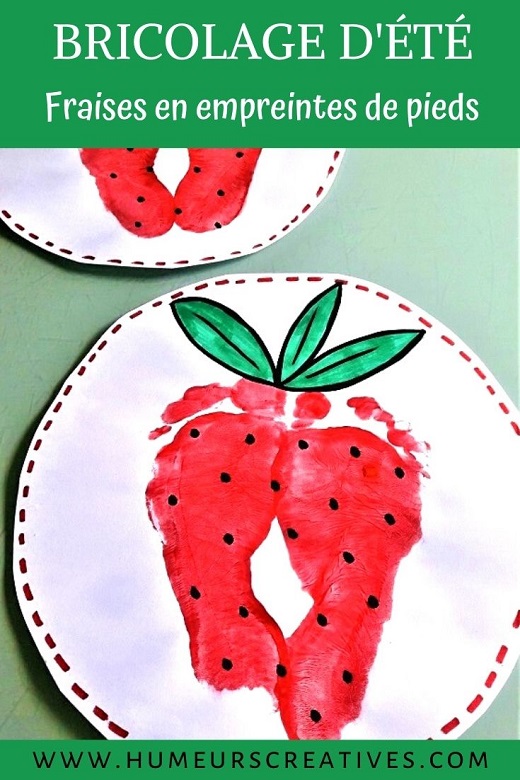Bricolage d'été pour enfants  : des fraises en empreintes de pieds