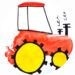 Bricolage pour enfants ; un tracteur en empreintes de pied