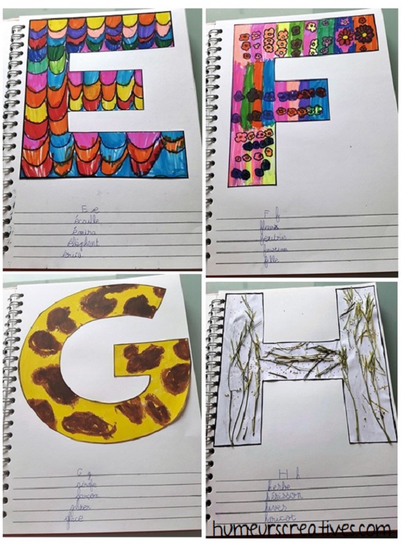alphabet artistique e à h