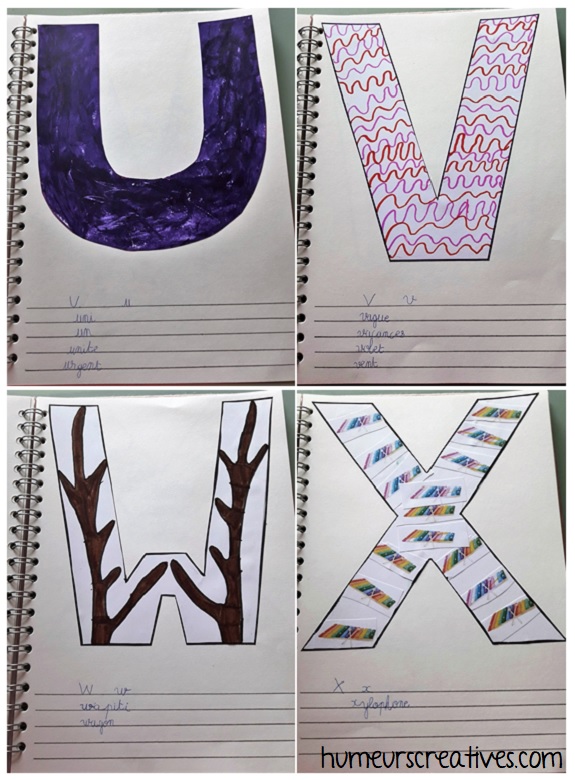 alphabet artistique u à x
