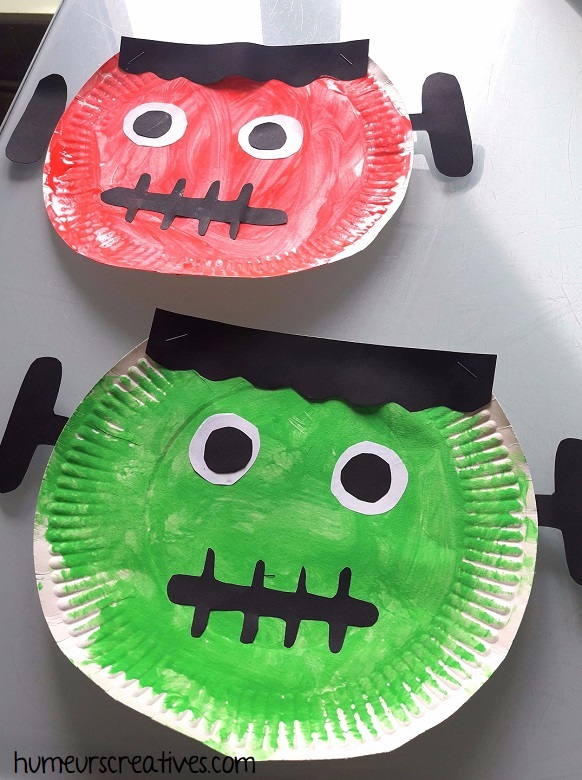 Fabriquer Frankestein avec une assiette en carton - bricolage pour enfants