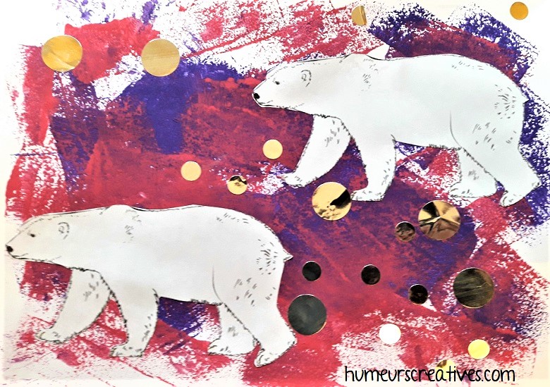 bricolage ours polaire peinture et collage