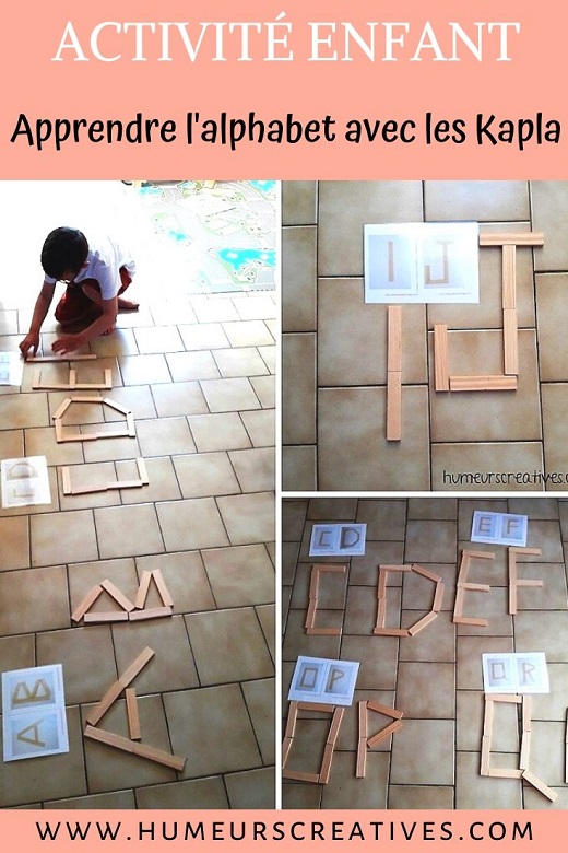Activité pour enfant : reproduire les lettres de l'alphabet avec des kapla