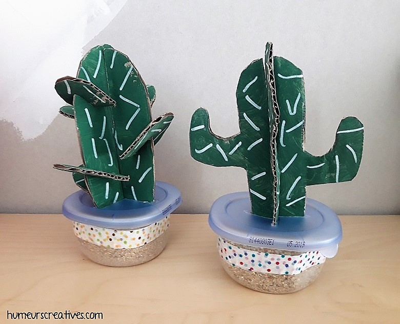 cactus en 3d réalisé en carton et en peinture
