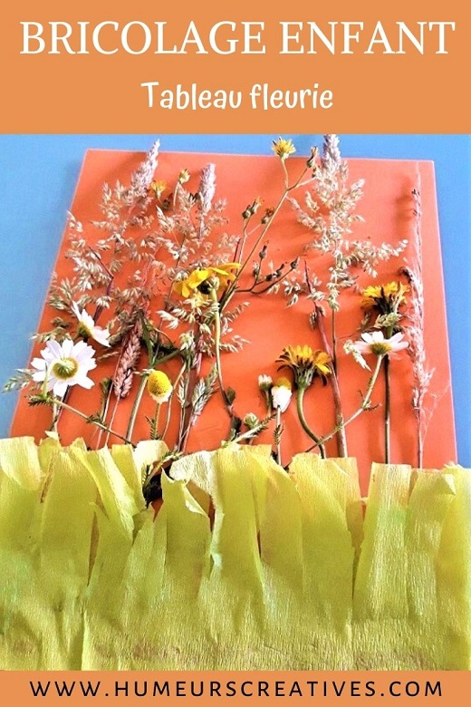 Bricolage nature pour enfants : tableau champêtre à faire avec des fleurs