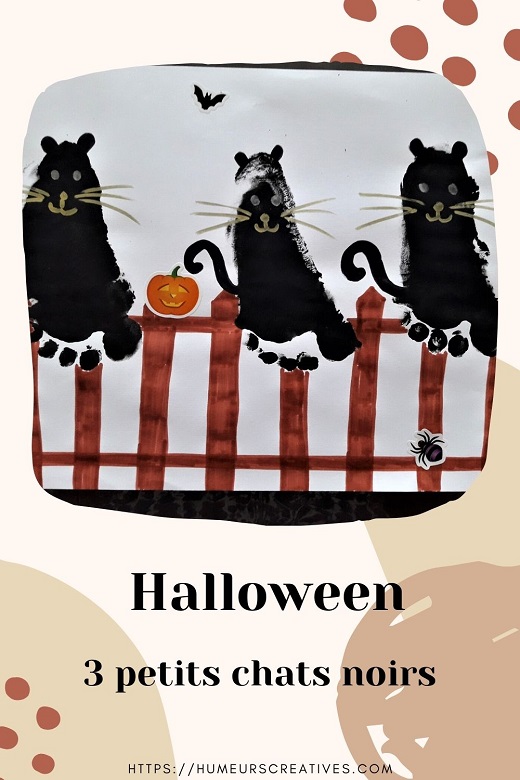 Bricolage d'Halloween : chat noir en empreintes de pieds