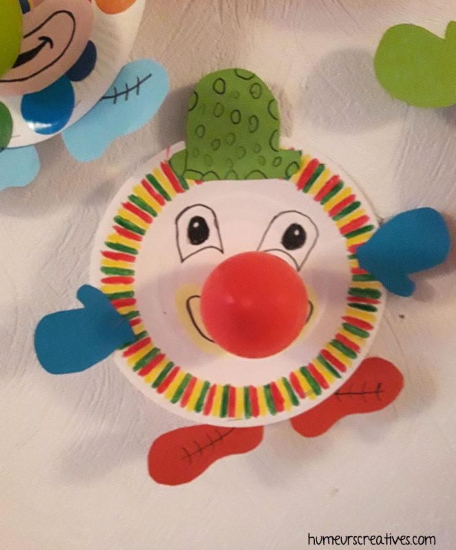 bricolage mardi gras : un clown en assiette en carton