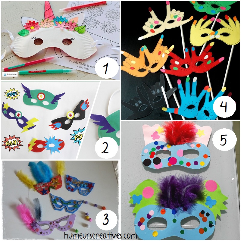 bricolages de masques pour le carnaval
