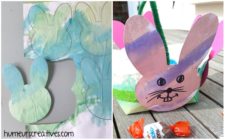 décorer les lapins pour coller sur le panier de paques