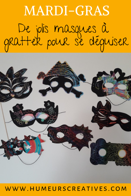 présentation bricolage pour enfants : masques à gratter pour le carnaval