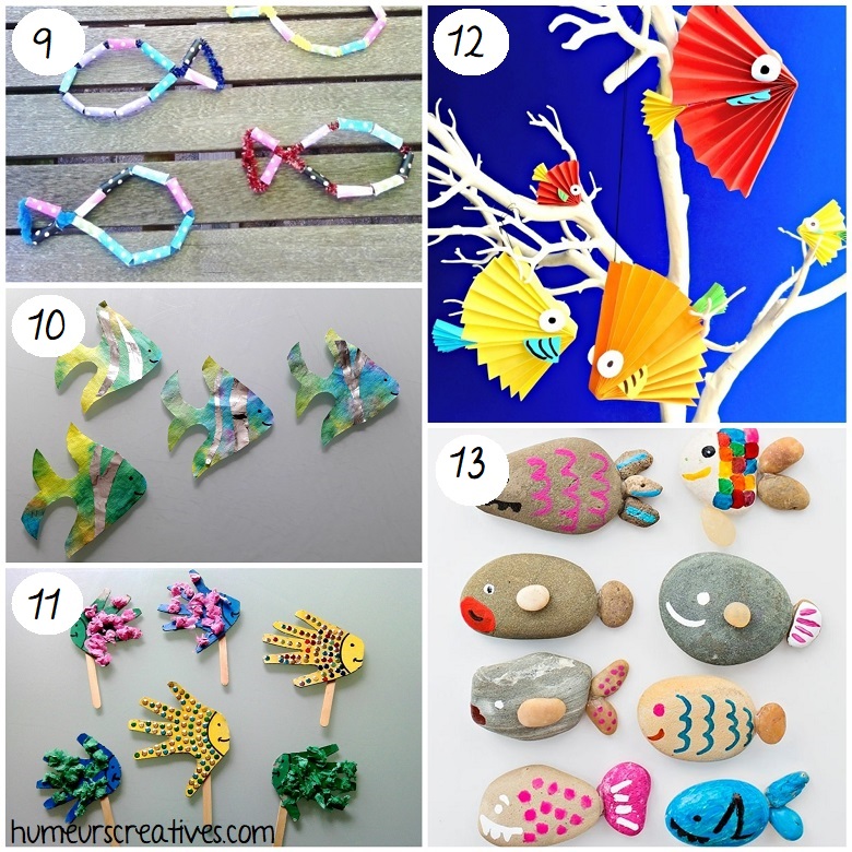 Kit Créatif Enfant Animaux Marins - 32 Disques En Bois à Peindre - Avec Crayons Et Autocollants - Activité Manuelle DIY