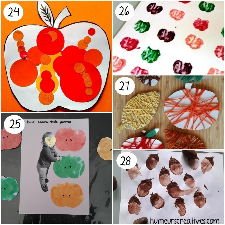 Bricolages d'automne pour enfants : des pommes et des glands