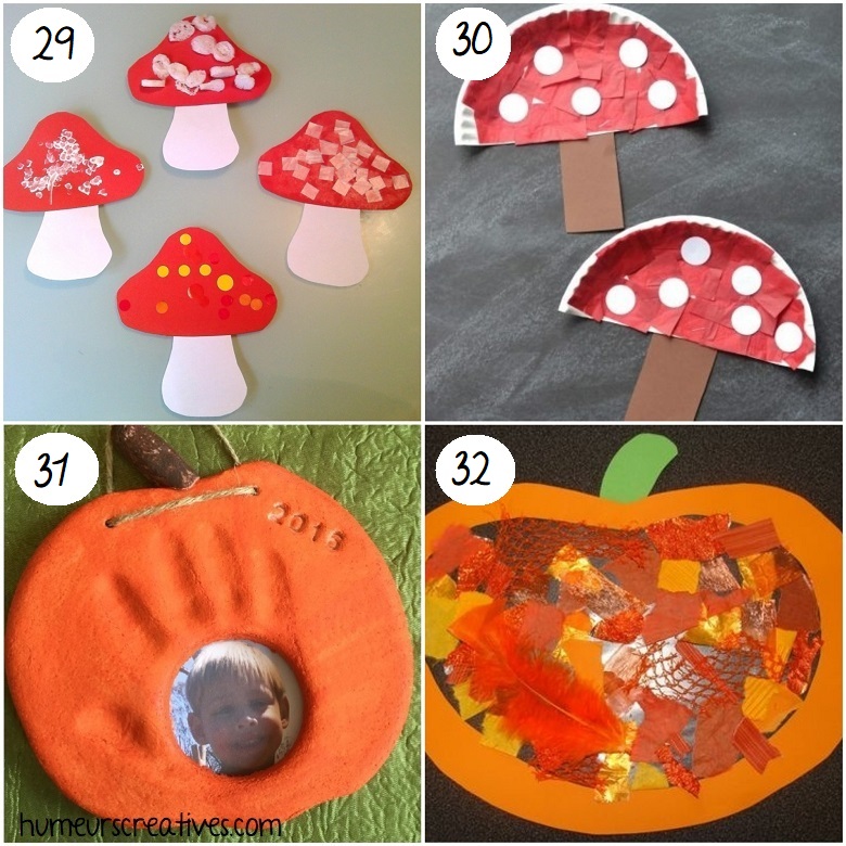 Bricolages d'automne pour enfants : champignons et citrouilles