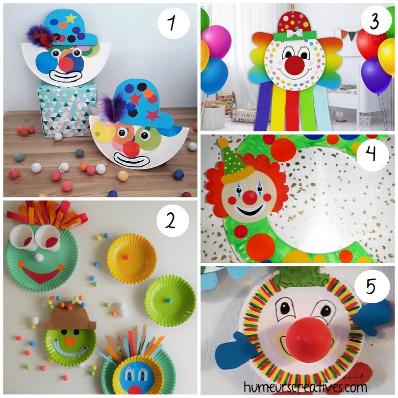 Bricolage de clowns pour enfants en assiettes en carton