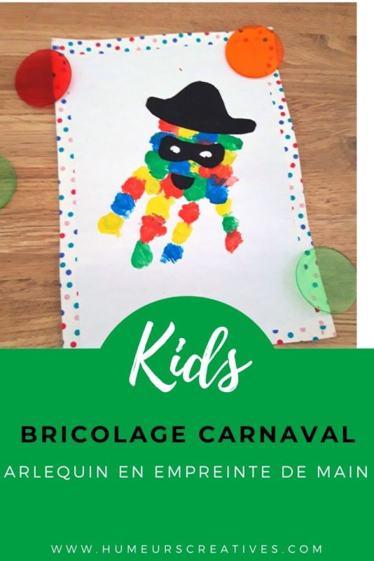Bricolage carnaval pour les enfants : un arlequin en empreinte de main