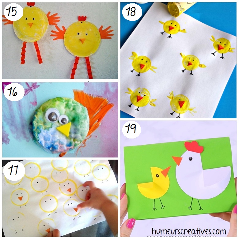 Bricolages de Pâques pour enfants : poules et poussins
