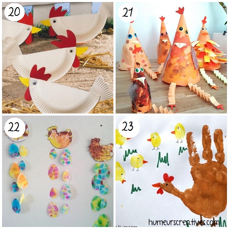 Bricolages de Pâques pour enfants : poules
