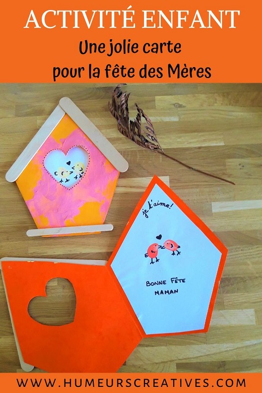 Une jolie carte pour la fête des mères à fabriquer avec les enfants. Une carte cabane à oiseaux.