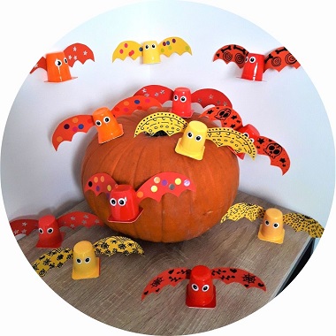 chauves souris d'Halloween réalisées par les enfants