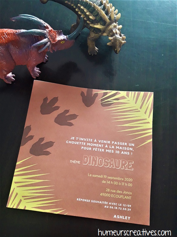 carton d'invitation dinosaure / jurassic park