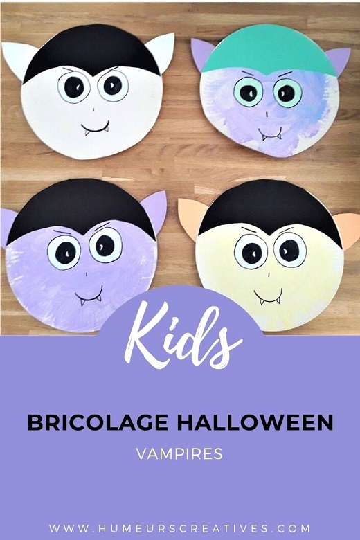 Bricolage d'halloween pour enfants : un vampire avec une assiette en carton
