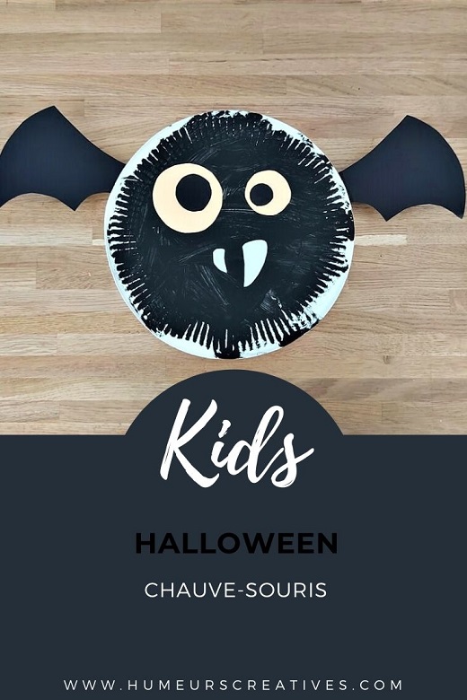 Bricolage d'Halloween : chauve souris réalisé avec une assiette en carton