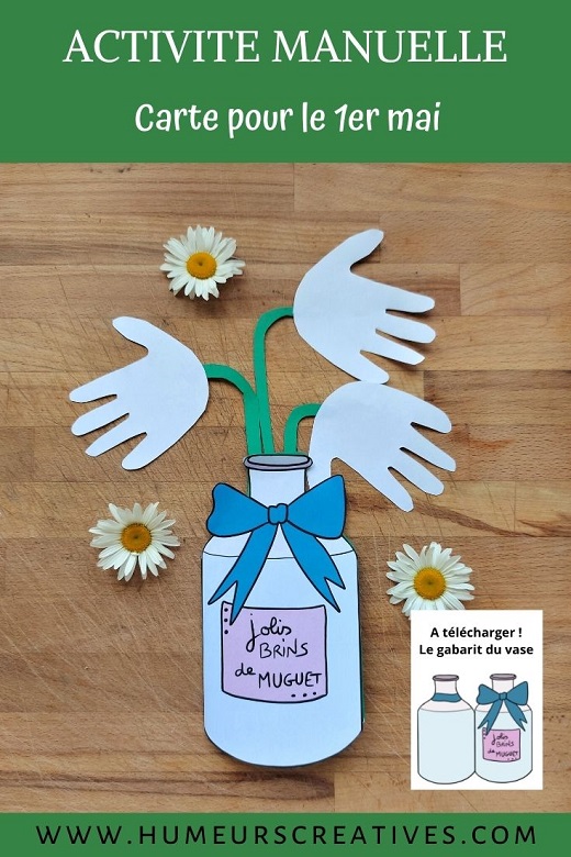 Activité manuelle pour le 1er mai : du muguet dans un vase avec les empreintes de mains des enfants